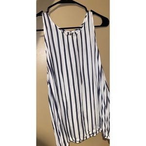 Striped. Navy blue and white tank.